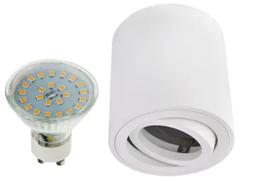 LED Aufbaustrahler Set Zylinder Aluminium gebürstet komplett weiss rund mit...