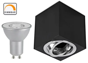 LED Aufbaustrahler Set Würfel Cube Aluminium gebürstet schwarz mit LED...