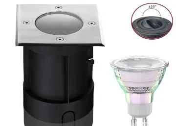 Boden LED Einbaustrahler Set IP67 rund schwenkbar mit Premium GU10 LED Spot...