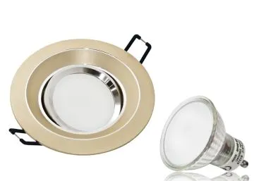 LED Einbaustrahler Set GU10 Aluminium rund gold matt mit Marken LED Spot LC...