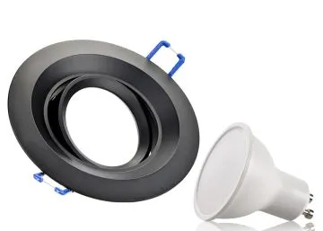 LED Einbaustrahler Set GU10 Aluminium rund schwarz matt mit Marken LED Spot...