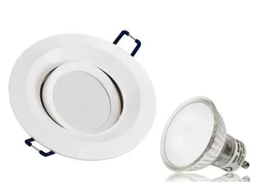 LED Einbaustrahler Set GU10 Aluminium rund weiss matt mit Marken LED Spot LC...