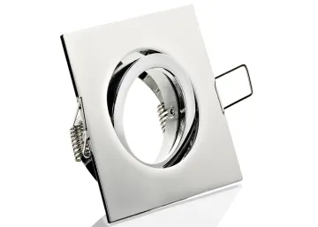 Druckguss Einbaustrahler chrom eckig - schwenkbar - Klickverschluss