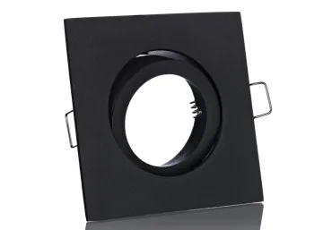 Druckguss Einbaustrahler schwarz matt eckig - schwenkbar - Klickverschluss