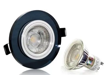 LED Einbaustrahler Set mit Marken GU10 LED Spot LC Light 5 Watt schwarzes...