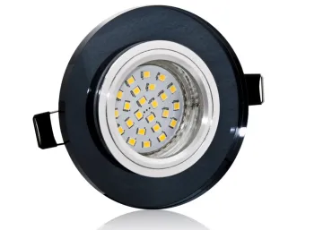LED Einbaustrahler Set mit Marken GU10 LED Spot ChiliTec 5 Watt Klarglas schwarzes Kristallglas rund 30 Watt Ersatz