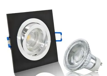 LED Einbaustrahler Set Aluminium schwarz gebürstet eckig mit Marken GU10 LED...