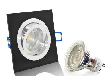 LED Einbaustrahler Set Aluminium schwarz gebürstet eckig mit Marken GU10 LED...