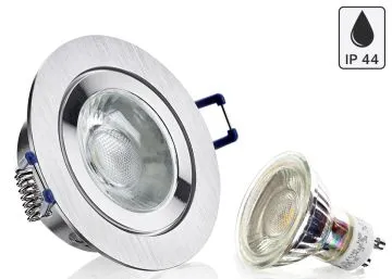 Feuchtraum LED Einbaustrahler Set IP44 Aluminium BiColor rund mit Marken GU10...