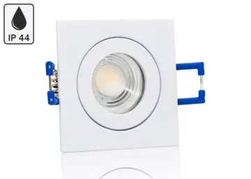 Feuchtraum LED Einbaustrahler Set IP44 MR11 35mm Druckguss weiß eckig mit...