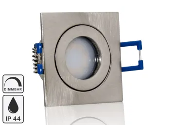 Feuchtraum LED Einbaustrahler Set IP44 MR11 35mm Druckguß gebürstet eckig mit...