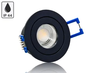 Feuchtraum LED Einbaustrahler Set IP44 MR11 35mm Druckguß schwarz matt mit...