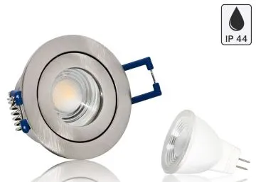 Feuchtraum LED Einbaustrahler Set IP44 MR11 35mm Druckguß gebürstet rund mit...