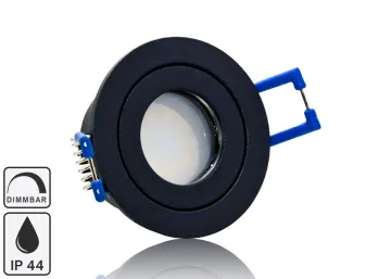 Feuchtraum LED Einbaustrahler Set IP44 MR11 35mm Druckguß schwarz matt mit...