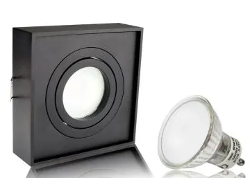 LED Einbaustrahler Set GU10 Aluminium eckig schwarz matt mit Marken LED Spot...