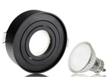 LED Einbaustrahler Set GU10 Aluminium rund schwarz matt mit Marken LED Spot...
