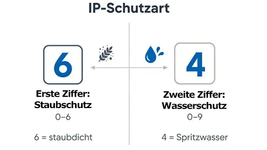 Technische Erklärung der IP Ziffern am Beispiel von Einbaustrahlern