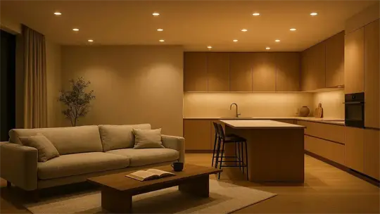 Modern geplante Deckenbeleuchtung mit LED Einbaustrahlern