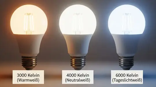 Vergleich von warmweißem, neutralweißem und kaltweißem LED Licht im Wohnraum